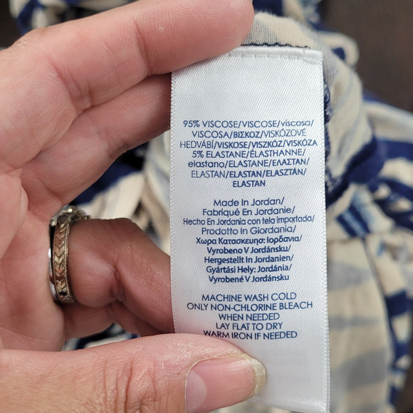 Chaps Women’s 3X Dolman Sleeve Knit Top Navy Tan Zebra Print - Picture 8 of 8